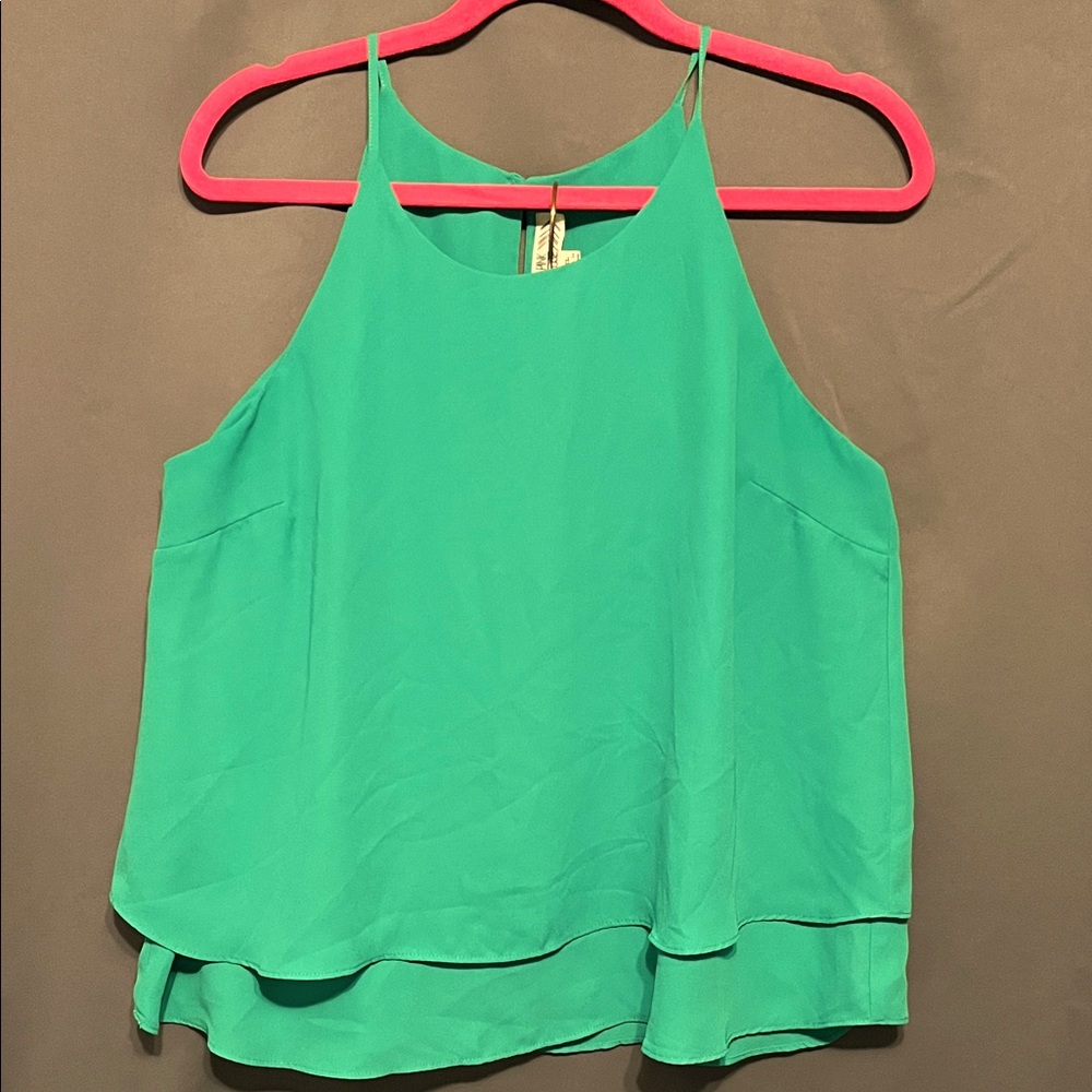 Pink Rose Vibrant Green Camisole Top